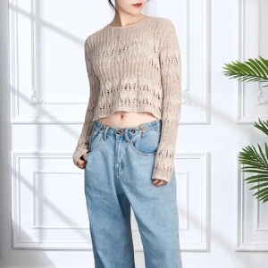 women sweatshirt custom logo knitted tops for women wholesale pullover long sleeve sweatshirt woman