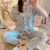 Import womens pajamas short sleeve spring and autumn summer cardigan Korean pants home wear comfortable and breathable pajama from China
