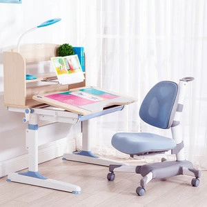 Wooden children furniture sets ergonomic design desk kids height adjustable study desk