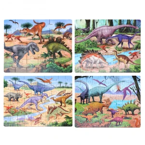 Wooden Puzzle 3D  DIY Toy OEM Four-in-one puzzle, wooden storage box, cartoon puzzle blocks