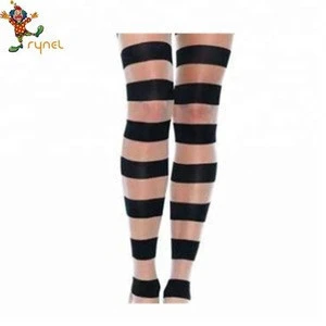 Woven Nylon Black Stripe Tight Thin Women Hosiery Winter Wearing Pantyhose
