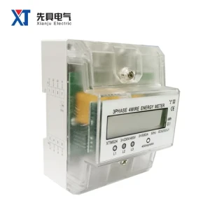 XTM024 Clear Shell Three Phase 4 Wires RS485 Communication Port MODBUS-RTU Energy Meter LCD Display KWH 35mm DIN Rail Type