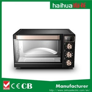 Zhongshan latest home use 35L 1600W countertop LED display red electric deck toaster oven with chicken rotisserie