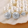 Zircon Ball Stud Earrings For Women Heavy Super Flash Design 2 Wearing Type Jewelry Trend