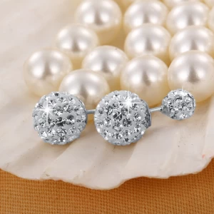 Zircon Ball Stud Earrings For Women Heavy Super Flash Design 2 Wearing Type Jewelry Trend