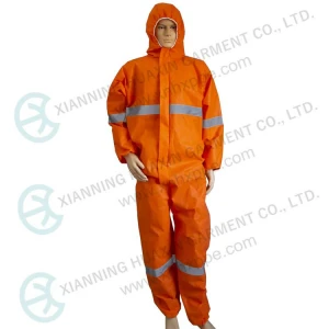 Disposable Safety Workwear Orange SMS Reflective Clothing Coverall