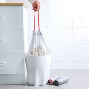 Drawstring household automatic closing kitchen thickened point-breaking hand-held rope disposable garbage bag