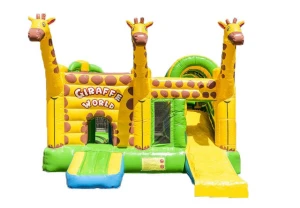 Amusement Park Inflatable Jungle Giraffe Bouncy inflatable Castle With Slide
