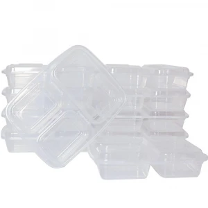 disposable takeaway 3 compartment transparent plastic food Storage container lunch boxes bento leakproof