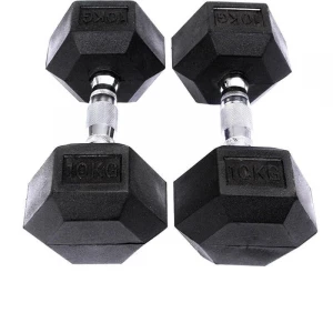 Hexagonal Manufacturer Coated Full Black Encased Gym Weight 2.5-50KG/5-90 Pounds Dumbbel Dumbells Set