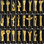 Crystal trophy custom resin trophy color printing wood glass trophy Excellent staff annual meeting competition medal cu