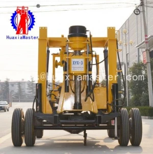 Max 600m depth hydraulic water well drilling machine XYX-3 wheeled core drilling rig diesel power high efficiency