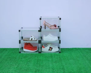 2020 wholesale acrylic glass shoe display case for acrylic sneaker box with cover