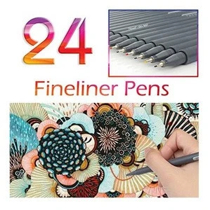 0.38mm pen Tip Art Marker 24 color pen and pvc package, High Quality Fineliner Tip Art Marker