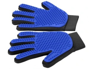 Pet Grooming Gloves Massage Bath Brush Silicone Breathable Mesh Adjustable Wrist Dog Cleaning Glove