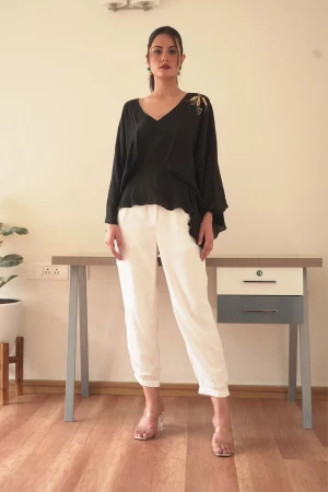 Jackie straight-cut white trousers