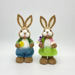 For Star Factory Suppliers Handcraft Home Decoration Garden Sisal Rabbit Easter Bunny Decoration