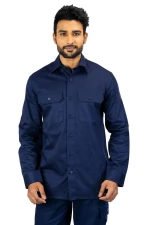 Secura Industrial Work Shirt – Durable PC Blend Twill, Classic Contemporary Fit, Navy