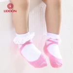 100% organic cotton terry-loop lace baby socks for infant
