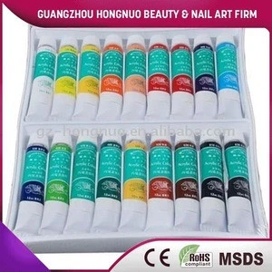 18 Colours Acrylic Paint Tube Set for Nail art paint HN274