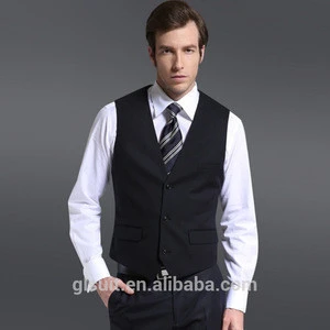 2018 Men&#039;s new style business Vest 80% wool V-neck black three buttons western style waistcoat vests