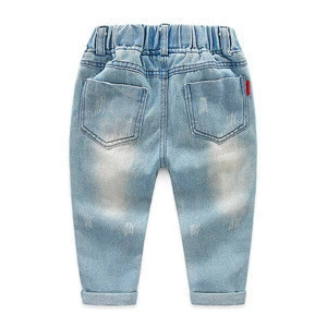 2019 children wear new kids trousers boy  rippedjeans spring and autumn cotton baby jeans