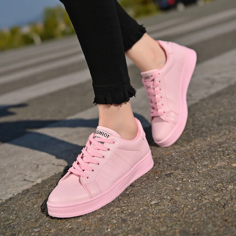 2019 tennis Shoes for Women leather Pink White black Sport Sneakers Woman Platform Breathable Sports Walking Shoe