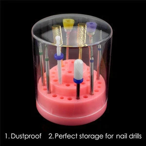 2020 Stand Displayer Nail Drill Bit Holder Professional Nail Art Manicure Tools Acrylic Plastic Cover Nail Drills Box Container