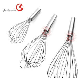 2020 Wholesale Food Grade Stainless Steel 10&quot; 12&quot; 14&quot; Egg Beater Egg Whisk Set Baking Tool Cooking Tool Mixing Tool