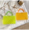 2021 Colorful Neon Fashion Transparent Jelly Puse Ladies Luxury Handbag Clear Box Handbag