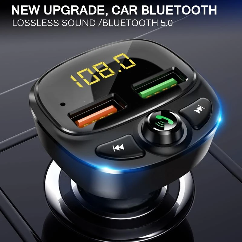 2021 Dropshipping Amazon hot sell Auto Mp3 Player Music Adapter dual USB car charger BT handsfree Car kit FM Radio transmitter