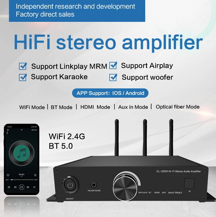 2.1 H D M I Audio Amplifier Board Wifi BT 5.0 Audio Amplifier With Microphone