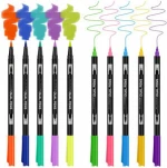 24 Colors Dual Tip Brush Pen Art Markers 30% More Ink Fine Tip & Calligraphy Brush Pens
