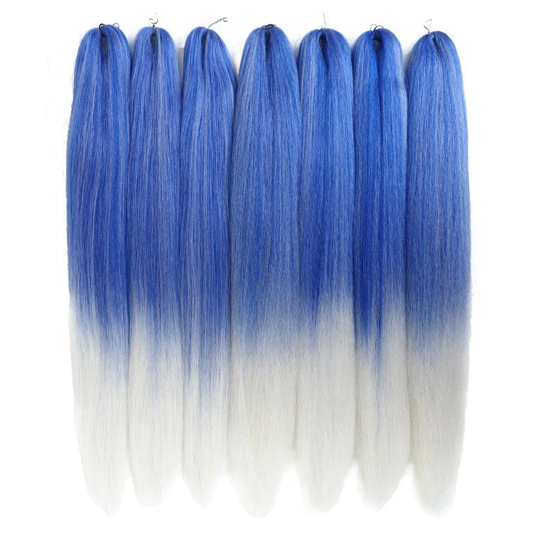 26 Inch Blue-white Braiding Hair Perm Yaki Jumbo Braids Synthetic Hair Extensions