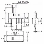 3 Position 4 Pin Toggle Switch SS-13D07 1P3T Siide Switch SS-13D07G5 Handle Length 5MM SS13D07