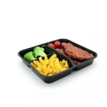 32oz PP Disposable Plastic food Containers Rectangular 3 compartment meal prep containers