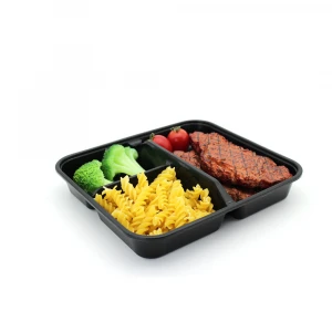 32oz PP Disposable Plastic food Containers Rectangular 3 compartment meal prep containers