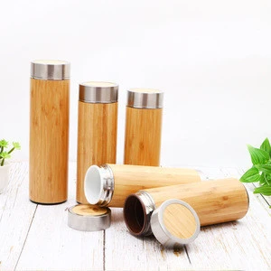 350ml 500ml Stainless Steel Liner Bamboo Tumbler Thermos Bottle Natural Vacuum Flasks Insulated Bottles Bamboo Cup For Tea