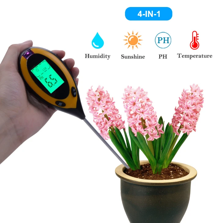 4 in 1 digital display soil tester light detector soil acidity meter PH meter soil moisture thermometer