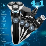 4 In 1 Dry Wet Waterproof Electric Shaver for Men Rechargeable Beard Trimmer USB Cordless Nose Trimmer Facial Cleaning Brush