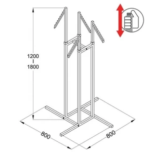 4 way slant arm clothing display rack for store