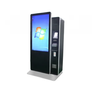 49 inch self service payment kiosk with cash receiver &amp; barcode scanner