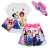 Import 4Pcs children clothes kid short sleeve t shirt encanto print bow tie shorts girls clothing sets from China