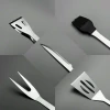 5 piece set Barbecue Cooking stainless steel BBQ tool set, silicone brush, knife, barbecue shovel, barbecue fork,grip