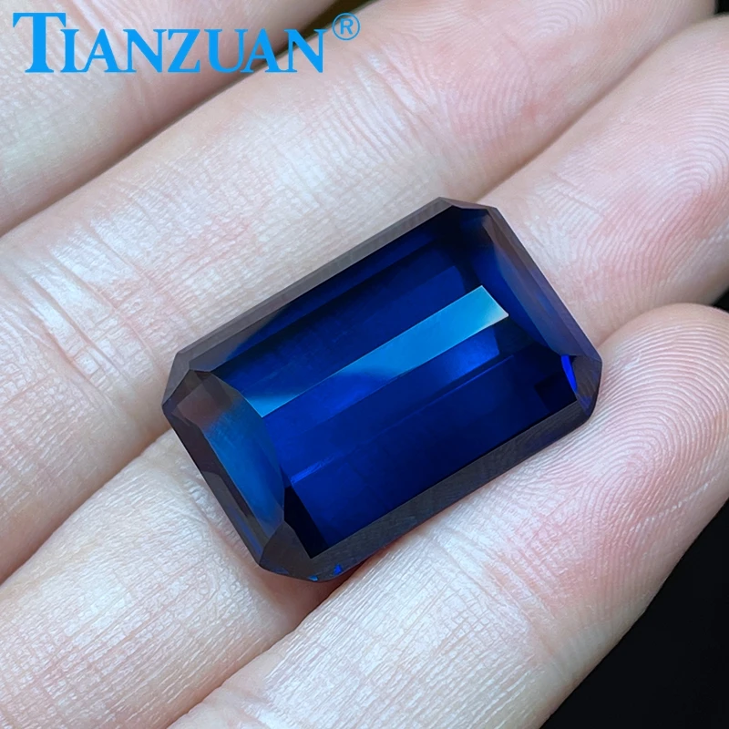 53.7g 18x25mm rectangle shape oct Bridge artificial sapphire color loose gem stone