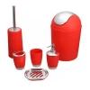 6 pieces plastic accessory lotion dispenser toothbrush holder tumbler cup soap dish trash can toilet brush holder bathroom set