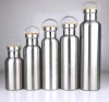 600mL Wholesale Outdoor Double wall Sport Water Bottle Stainless steel Vacuum Insulated Flask with wooden Lid