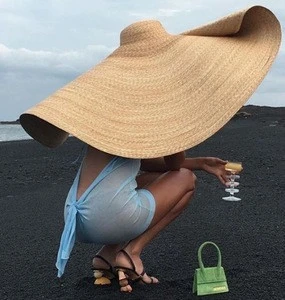 80cm oversized eaves sunshade sun hat travel vacation seaside sunscreen foldable beach straw hat