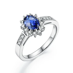 925 Silver CZ bridal Wedding CZ Engagement Sapphire ring for women