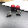 925 Sterling Silver Needle Personality Red Wild Pearl Black Swan Earrings